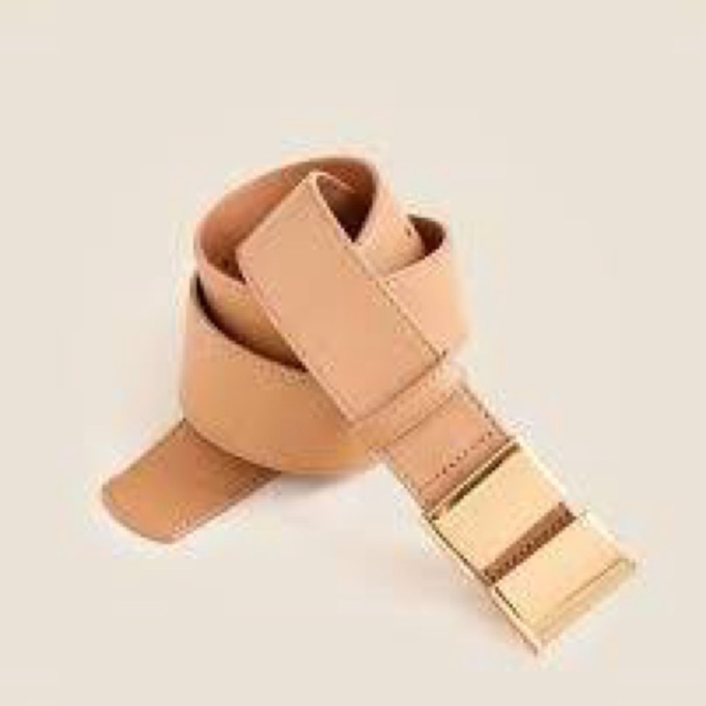 J crew double buckle Italian leather belt NWT